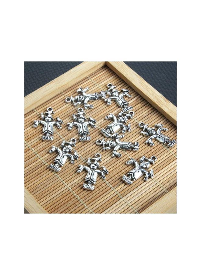 30PCS Halloween Scarecrow Charms Pendants DIY Craft Jewelry Making(Silver)