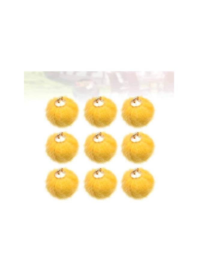 Felt Pom Poms 24pcs Faux Fur Pom Pom Balls Pendant Charms Pom Pom Charms DIY Jewelry Craft Making Accessory for Earring Necklace Bracelet Keychain 15mm (Yellow) Crafts Pom Pom Balls