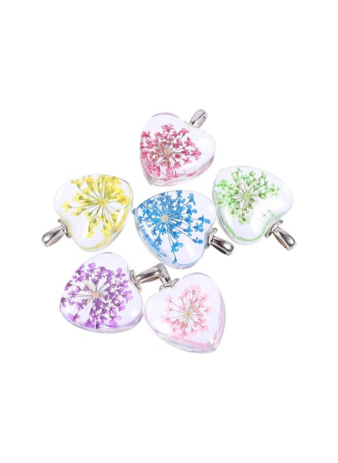 6Pcs Dried Flower Pendant Gypsophila Charms Glass Globe Bubble Bottle Charms Pendants Dried Flower Resin Jewellery Glass Dome Tiles for DIY Jewellery Making