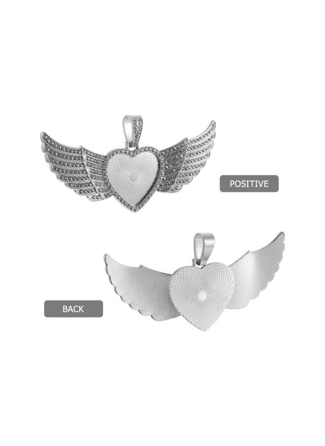 Angel Wing Pendant Trays Blank Bezel Cabochon Setting Alloy Pendant Base Trays for Jewelry Making Craft