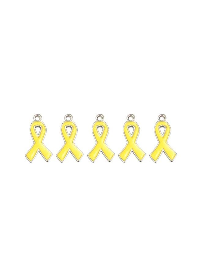 Alloy Charms Metal Ribbon Pendant Womens Jewellery Accessories for Girls Lady 50pcs (Yellow)