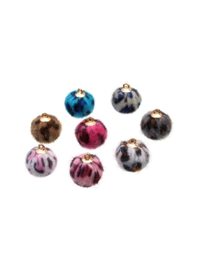 Mini Pom Poms 24pcs Faux Fur Pom Pom Balls Pendant Charms Leopard Pom Pom Charms DIY Jewelry Craft Making Accessory for Earring Necklace Bracelet 15mm (Coffee) Felt Pom Poms