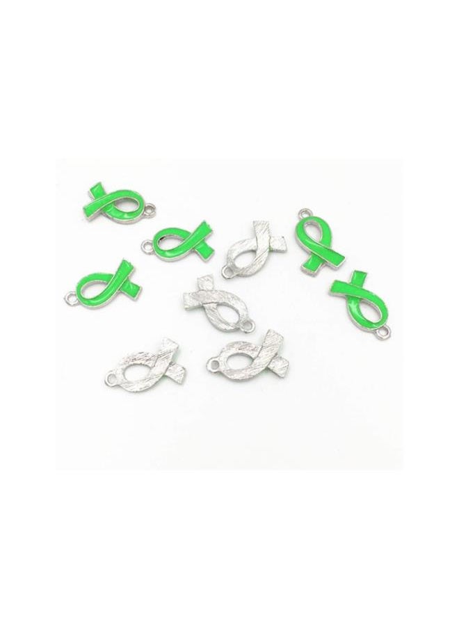 Alloy Charms Metal Ribbon Pendant Jewelry Making Accessories for Girls Lady 20pcs (Green)