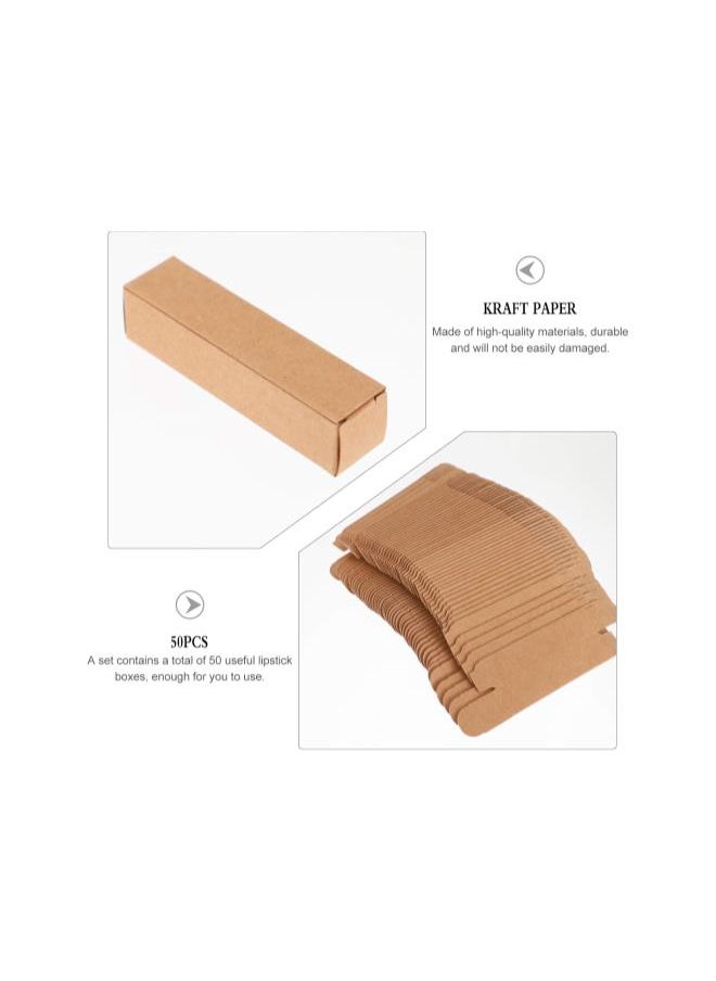 50Pcs Kraft Paper Lipstick Boxes, Essential Oil Packaging Boxes, DIY Supplies Beauty Accessories Makeup Organzier Tube Storage Lip Gloss Boxes