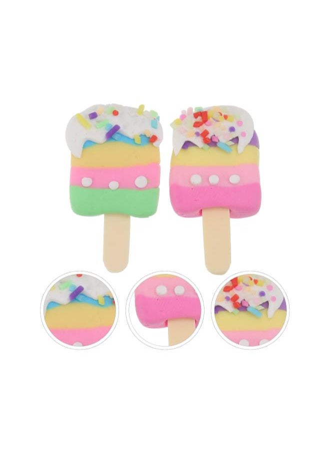 30PCS Ice Cream Charm Pendant Handmade Polymer Clay Big Pendant Link Charms Food Popsicle Slime Beads For Phone Straps Key Bag Decor DIY Jewelry Making (Mixed Color)