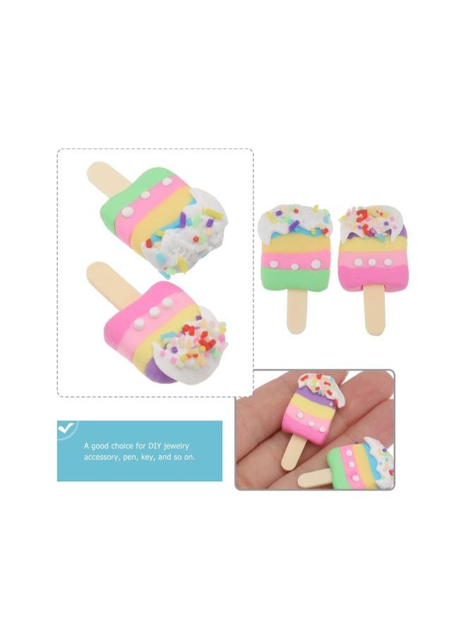 30PCS Ice Cream Charm Pendant Handmade Polymer Clay Big Pendant Link Charms Food Popsicle Slime Beads For Phone Straps Key Bag Decor DIY Jewelry Making (Mixed Color)