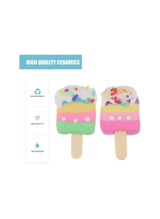 30PCS Ice Cream Charm Pendant Handmade Polymer Clay Big Pendant Link Charms Food Popsicle Slime Beads For Phone Straps Key Bag Decor DIY Jewelry Making (Mixed Color)