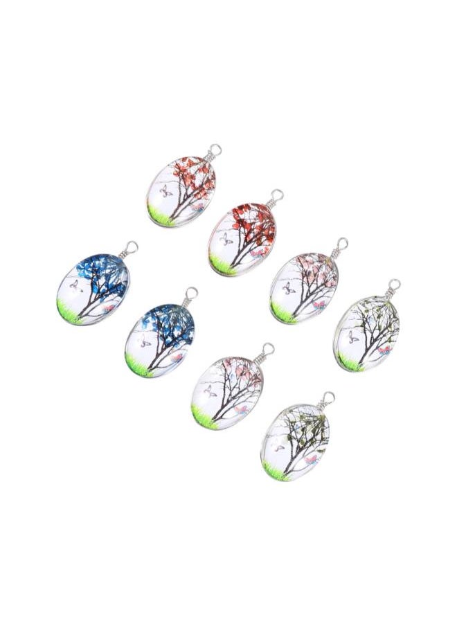 6Pcs Dried Flower Pendant Tree Charm Glass Globe Bubble Bottle Charms Pendants Dried Flower Resin Jewellery Glass Dome Tiles for DIY Jewellery Making