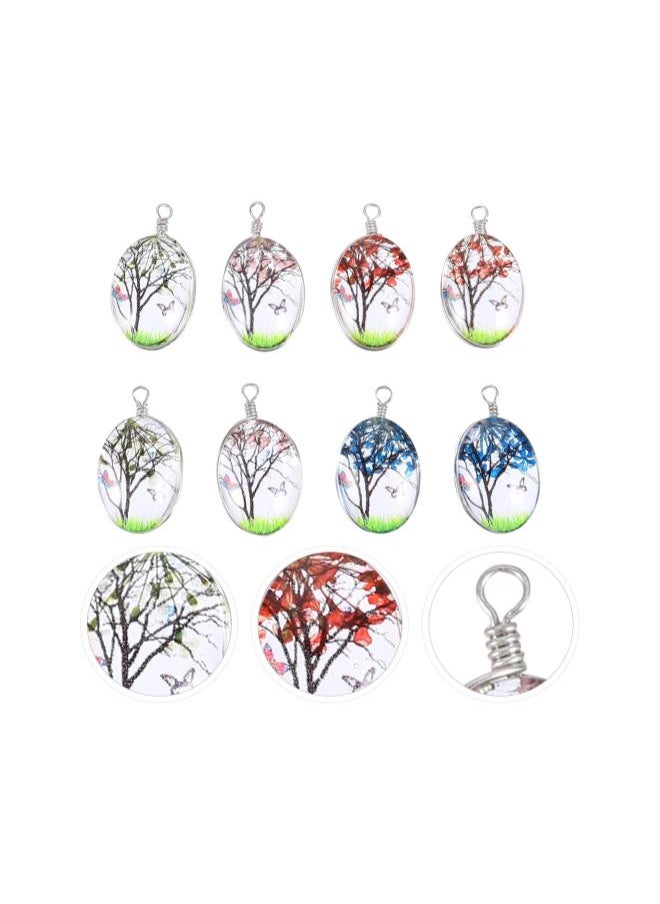 6Pcs Dried Flower Pendant Tree Charm Glass Globe Bubble Bottle Charms Pendants Dried Flower Resin Jewellery Glass Dome Tiles for DIY Jewellery Making