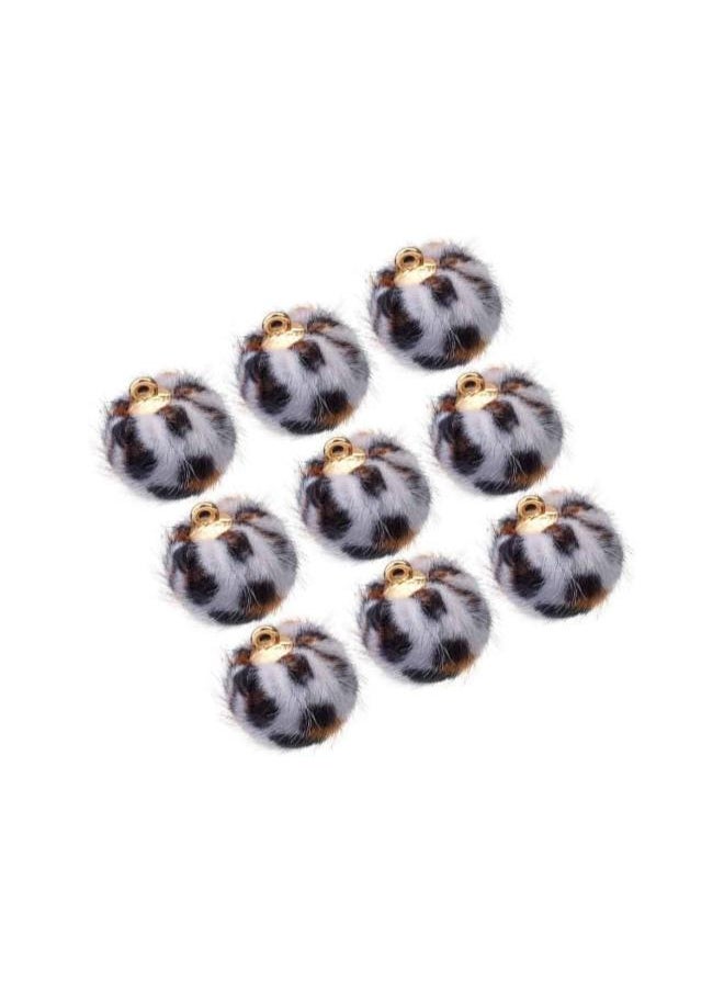 24pcs Faux Fur Pom Pom Balls Pendant Charms Leopard Pom Pom Charms DIY Jewelry Craft Making Accessory for Earring Necklace Bracelet 15mm (Light Grey)