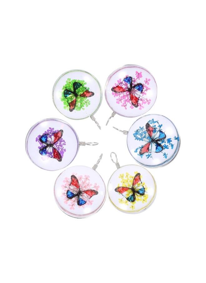 6Pcs Dried Flower Pendant Animal Butterfly Charm Glass Globe Bubble Bottle Charms Pendants Dried Flower Resin Jewellery Glass Dome Tiles for DIY Jewellery Making