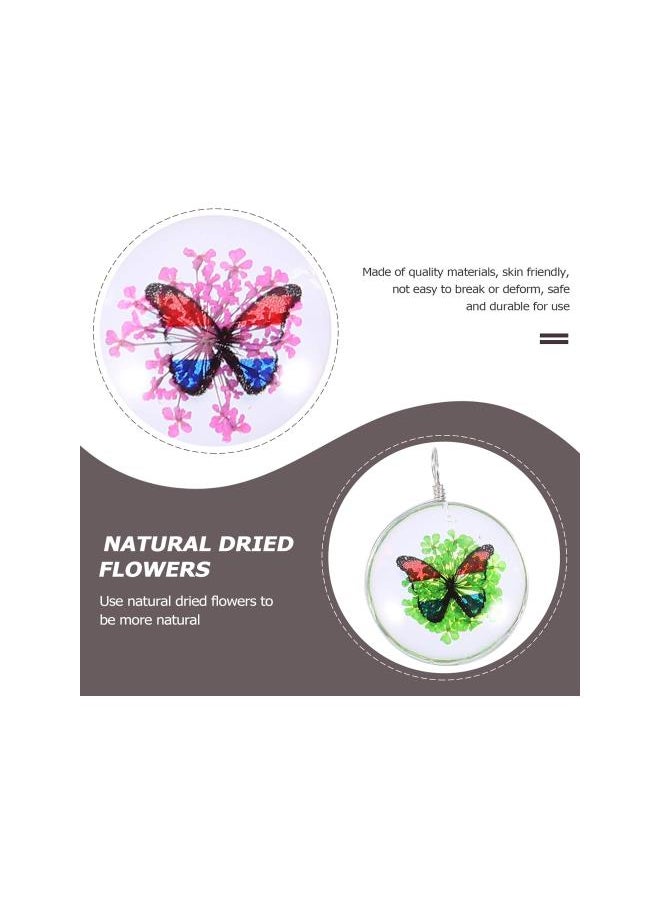 6Pcs Dried Flower Pendant Animal Butterfly Charm Glass Globe Bubble Bottle Charms Pendants Dried Flower Resin Jewellery Glass Dome Tiles for DIY Jewellery Making