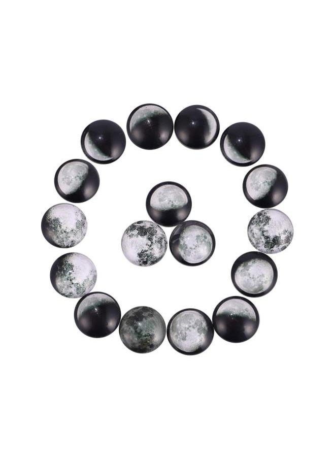 100Pcs Glass Dome Cabochons Moon Eclipse Bracelet Charms Glass Tiles Cabochons for Jewelry Making