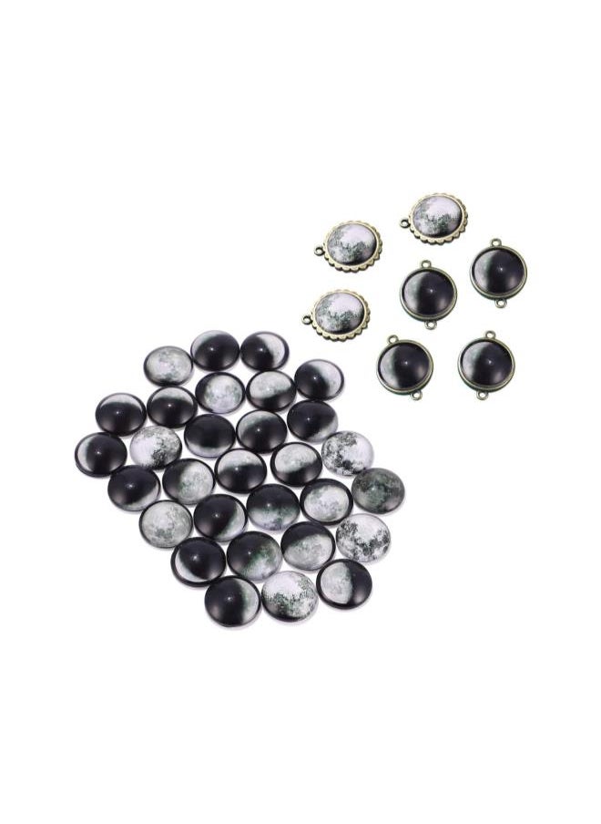 100Pcs Glass Dome Cabochons Moon Eclipse Bracelet Charms Glass Tiles Cabochons for Jewelry Making