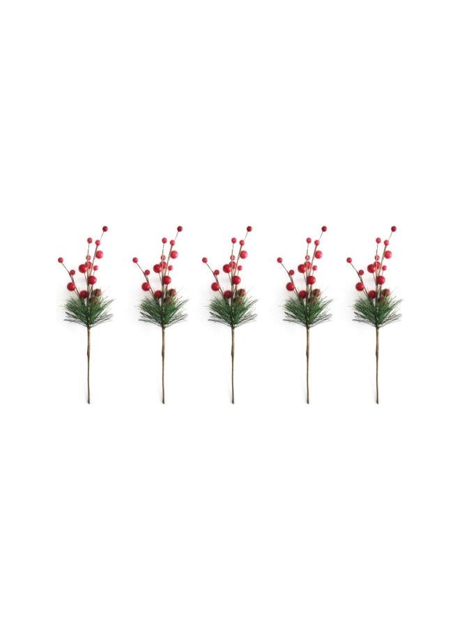 10pcs Christmas Tree Picks Holly Berry Craft Artificial Red Berry Pine for Christmas Flower Arrangements Wreaths Holiday Decorations