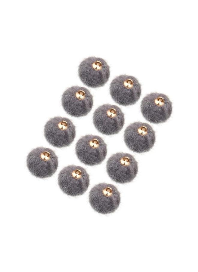 24pcs Faux Fur Pom Pom Balls Pendant Charms Pom Pom Charms DIY Jewelry Craft Making Accessory for Earring Necklace Bracelet Keychain 15mm (Light Grey)