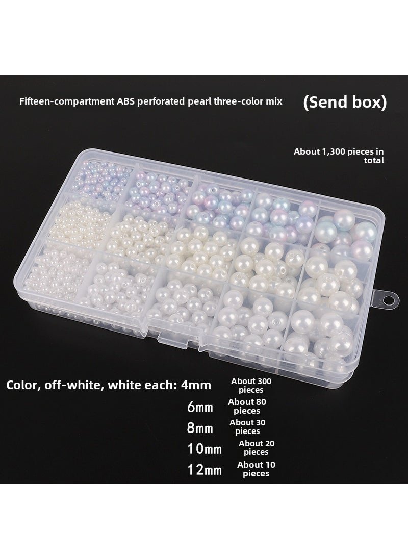 Acrylic Flat-Back Panda Eyes Nose DIY Doll Beads 15 grid ABS imitation pearls about 1300 PCS 1 box/bag