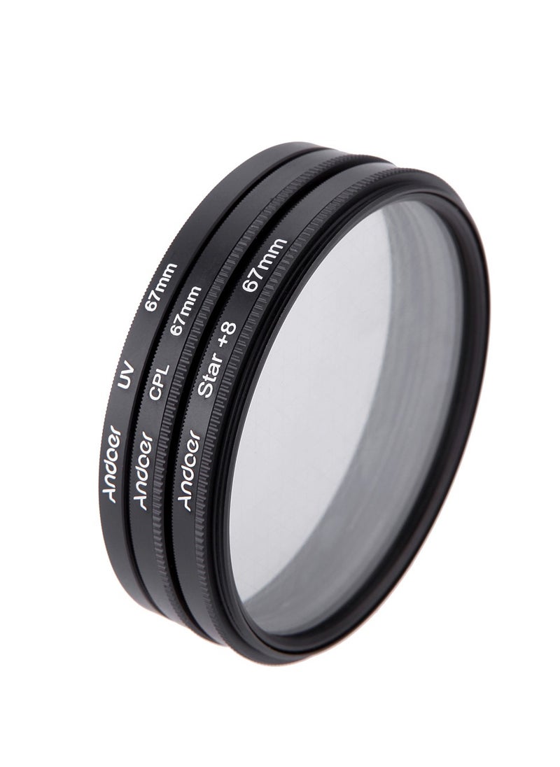 67mm Filter Set UV + CPL + Star 8-Point Filter Kit with Case for Canon Nikon Sony DSLR Camera Lens