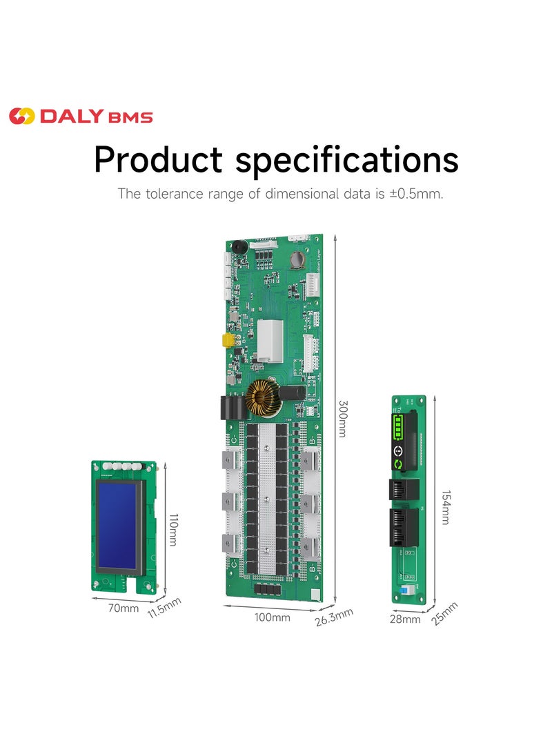 DALY Smart Home Storage BMS 100A 200A 8S 16S UART & CAN/RS485 Protection Board for LFP Lithium Battery Pack(Include 3,2''screen and bluetooth module)