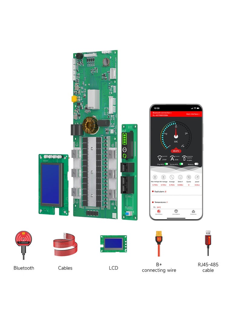 DALY Smart Home Storage BMS 100A 200A 8S 16S UART & CAN/RS485 Protection Board for LFP Lithium Battery Pack(Include 3,2''screen and bluetooth module)