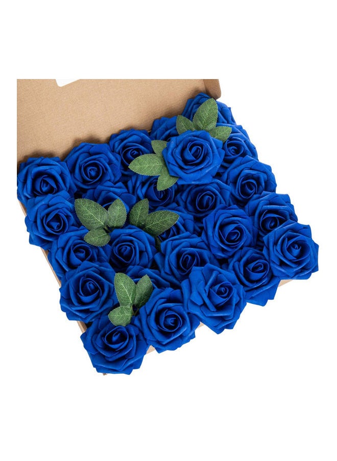 25-Piece Artificial Rose Flower Set Royal Blue