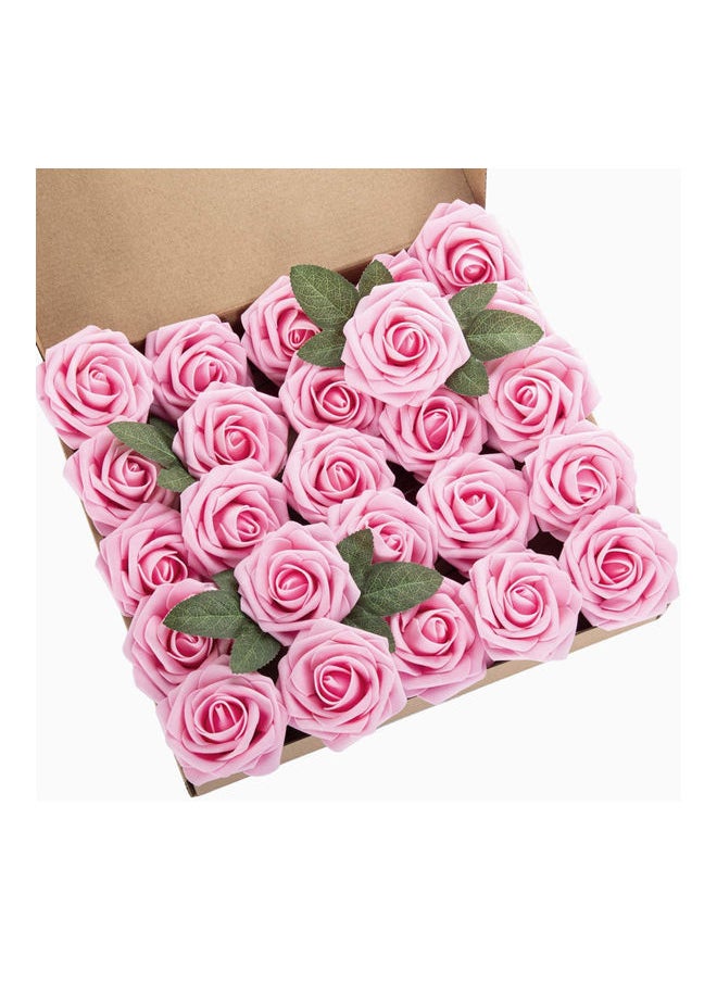 25-Piece Artificial Rose Pink