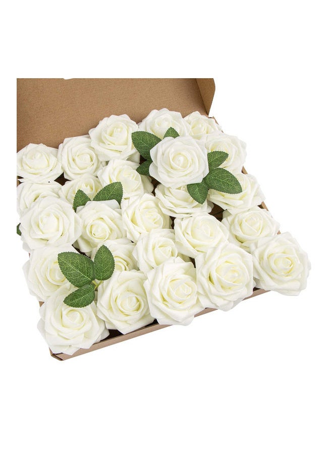 25-Piece Artificial Rose Milky White