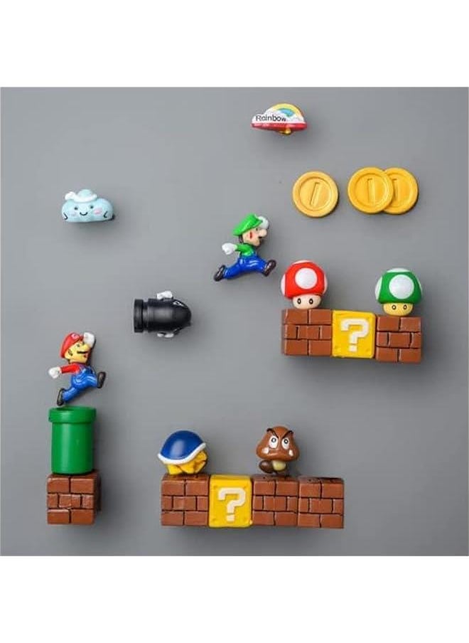 19 PCS Super Mario Fridge Magnets - 3D Refrigerator Magnets Set,Office Magnets,Calendar Magnet,Whiteboard Magnets, Magnets,Perfect for Ornaments Decoration collectionism