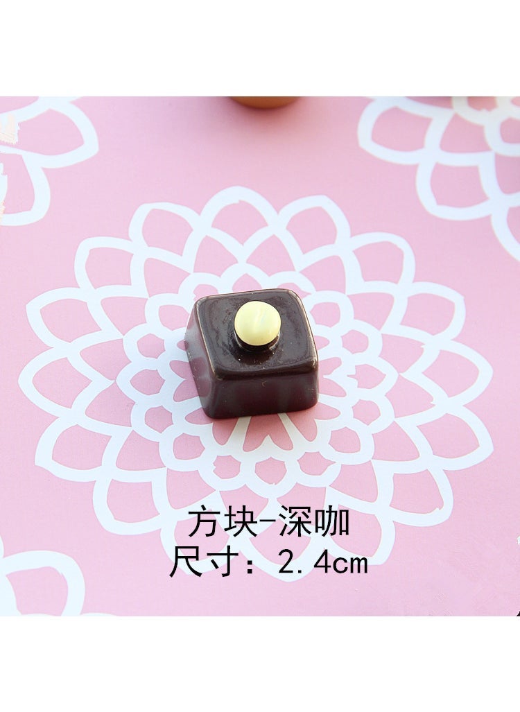 Large Imitation Chocolate Resin DIY Keychain Fridge Magnet Square-Deep Cafe