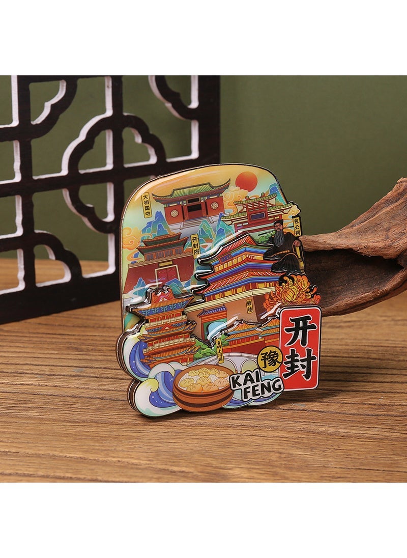 Factory Travel City Refrigerator Stickers Beijing Hangzhou Shanghai Tianjin Wuhan Blind Box Guochao Original Wooden Refrigerator Stickers Kaifeng 10*8.6*1cm