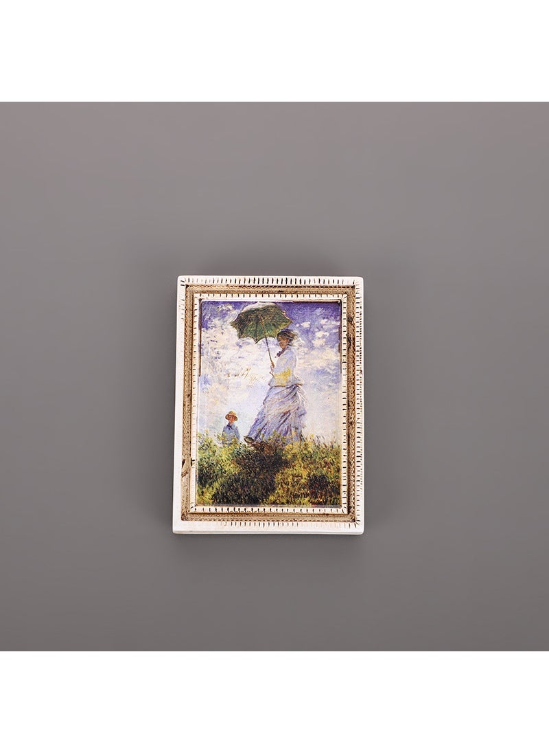 3D Classic Art Fridge Magnets Resin Retro Frame-Woman with Umbrella