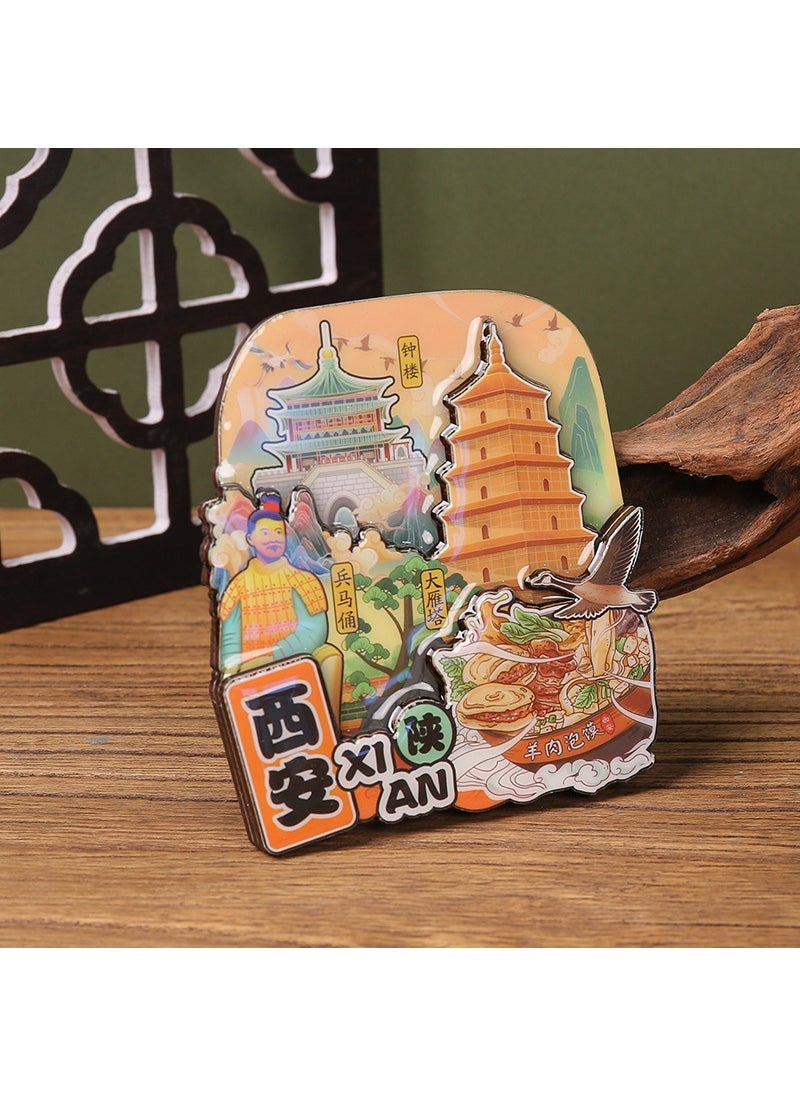 Factory Travel City Refrigerator Stickers Beijing Hangzhou Shanghai Tianjin Wuhan Blind Box Guochao Original Wooden Refrigerator Stickers Xi'an