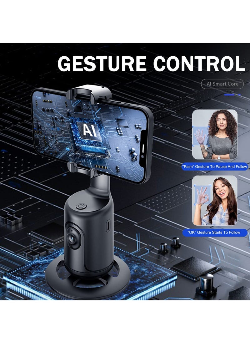 Smart 360° Auto Face Tracking Gimbal Desktop Selfie Stabilizer Robot Cameraman with Adjustable Lens Stable Base Phone Holder for Smartphone Vlog Live Streaming Video Chat