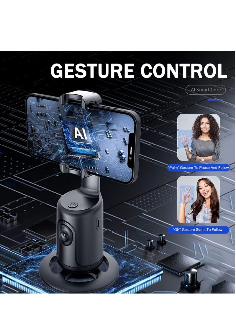 Smart 360° Auto Face Tracking Gimbal Desktop Selfie Stabilizer Robot Cameraman with Adjustable Lens Stable Base Phone Holder for Smartphone Vlog Live Streaming Video Chat