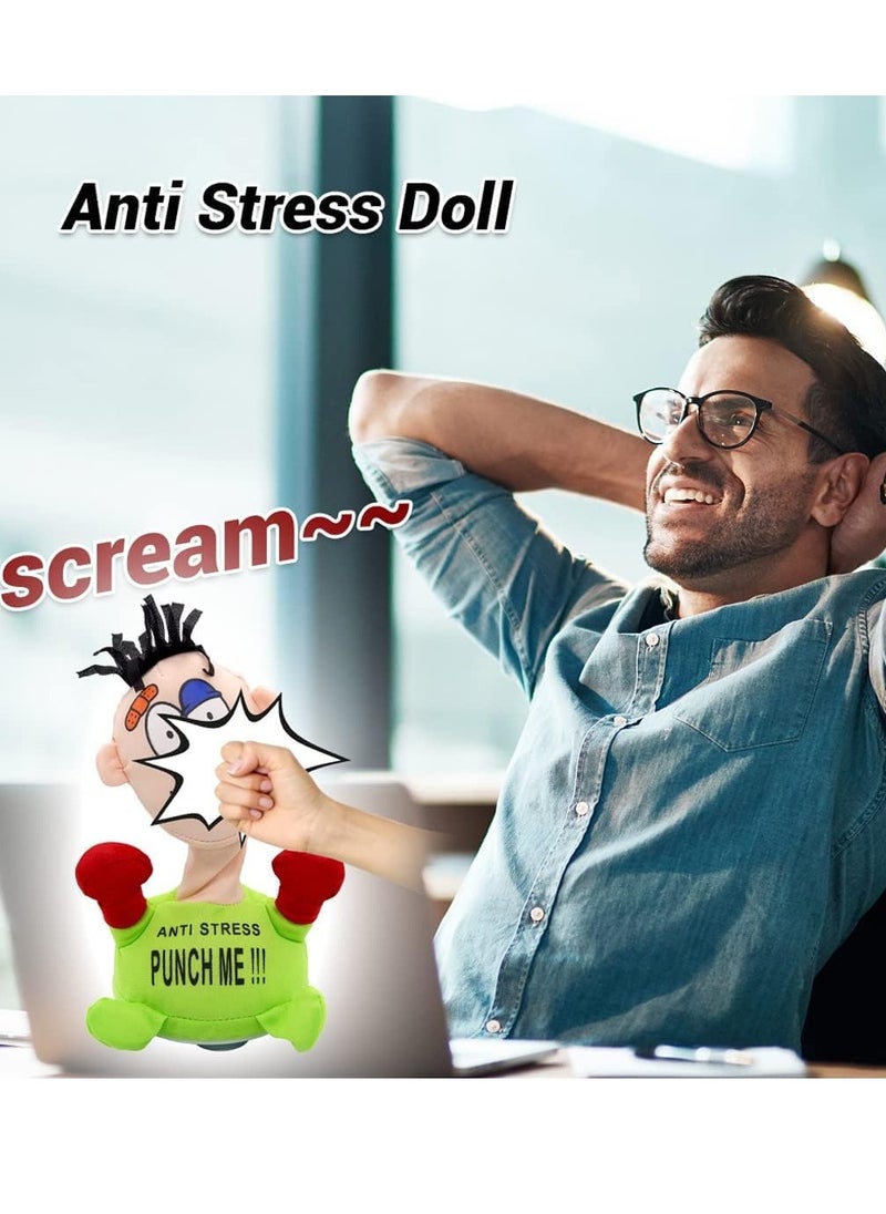 Punch Me Anti-Stress Plush Doll | Funny Screaming Stress Relief Toy for Kids & Adults | Interactive Emotional Vent Doll with Sound | Desktop Punching Bag for Office & Home | Unique Gift for Stress Relief