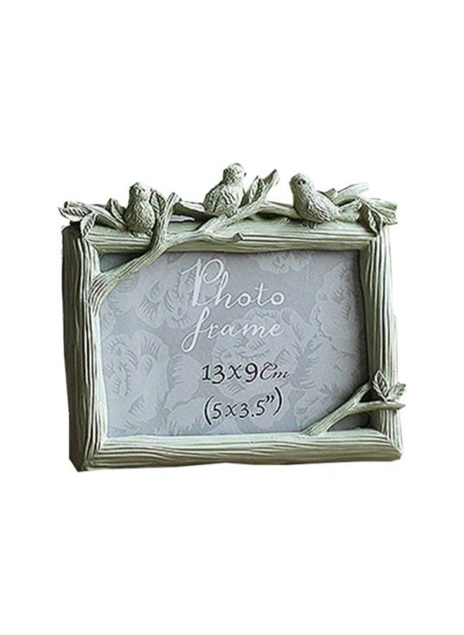 Classic Picture Frame Resin Birds Decoration for Table Photo Display 5 Inch Green