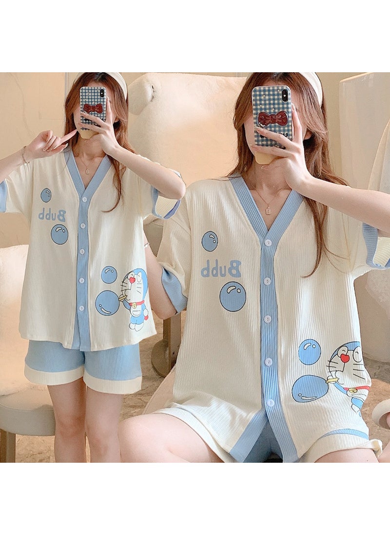 1 x 5 pcs Summer Maternity Thin Cotton Pajama Set 26# robot cat