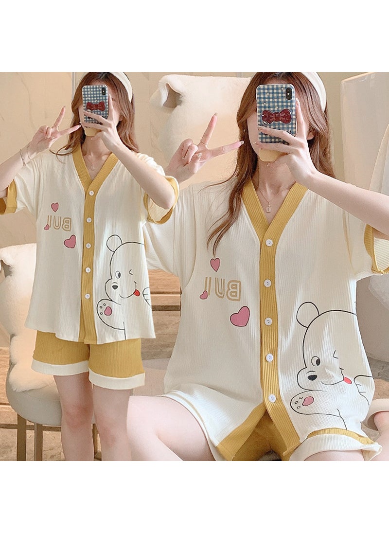 1 x 5 pcs Summer Maternity Thin Cotton Pajama Set 27#BUl cute bear