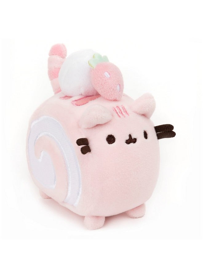 Roll Cake Pusheen Sweet Dessert Squishy Plush Stuffed Animal Cat And Satisfyingly Stretchy Fabric, For Ages 8 And Up, Pink And Purple, 4”