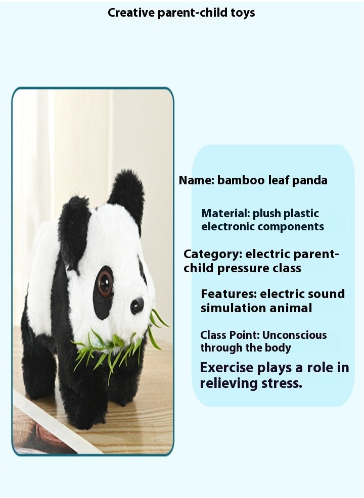 Electric musical toys, cute simulated plush panda, walking and wagging electronic pet doll，Children's toys birthday gifts