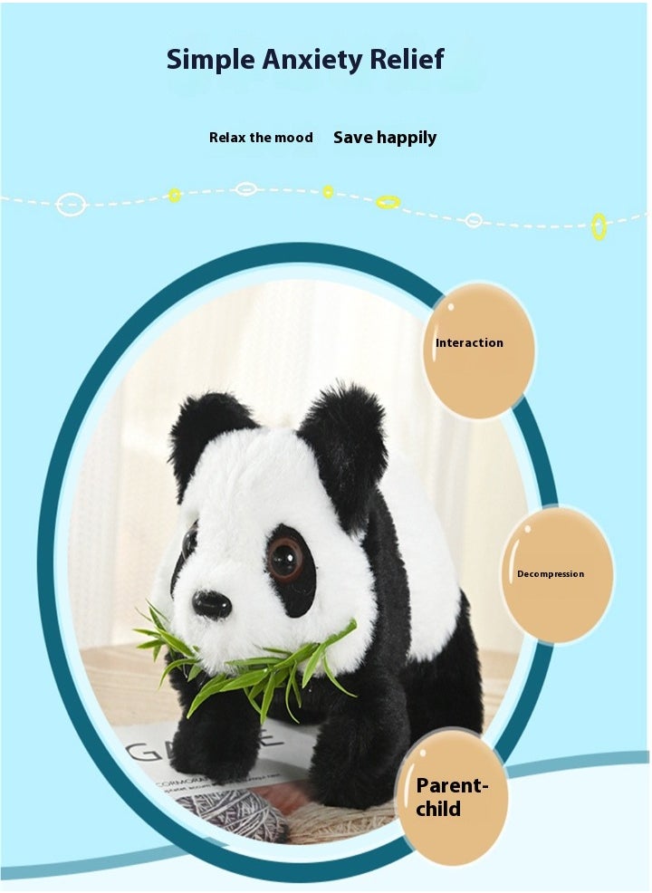 Electric musical toys, cute simulated plush panda, walking and wagging electronic pet doll，Children's toys birthday gifts