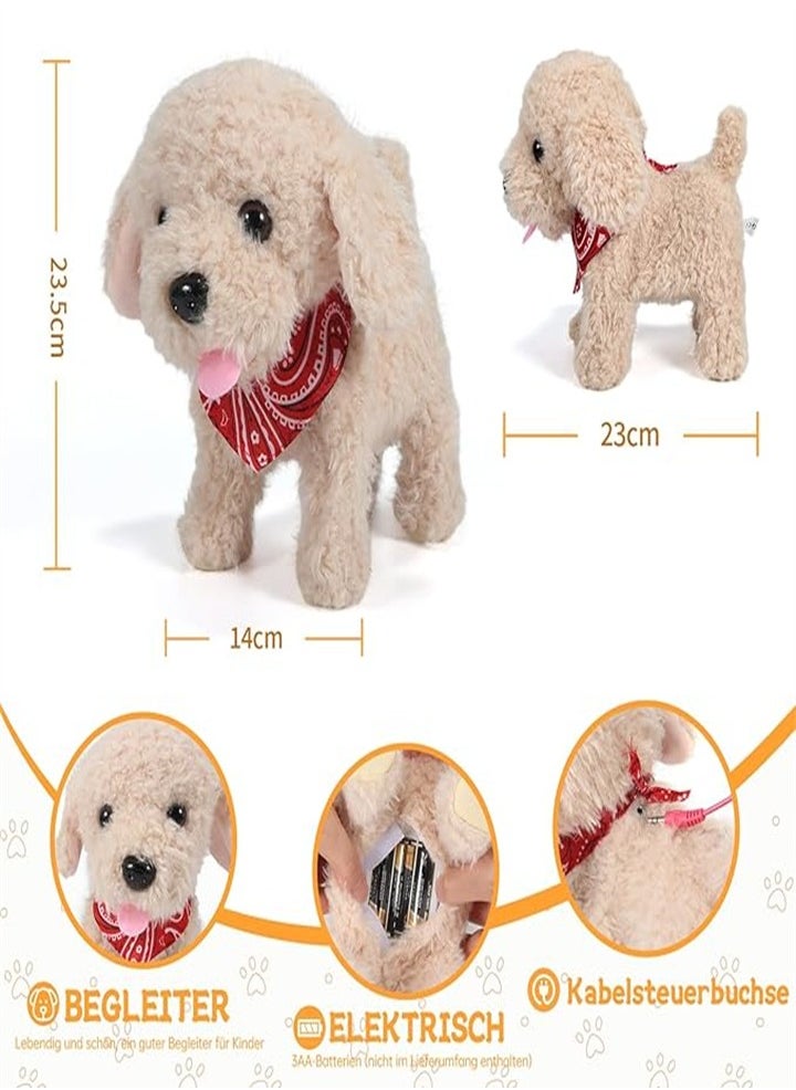 Realistic Interactive Walking Plush Puppy Toy with Wagging Tail - Perfect Robot Dog Toy for Kids Ages 3-8 with Grooming Set (Golden Retriever)