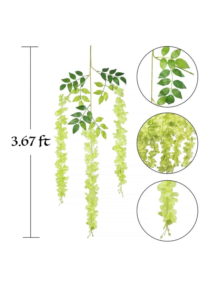 Artificial Wisteria Vine Flowers, 12 Pack 44 Fake Flower Bushy Vine Ratta Hanging Garland for Wedding Party Garden Outdoor Greenery Home Wall Deco, Home Hote Wedding Promenade Decoration