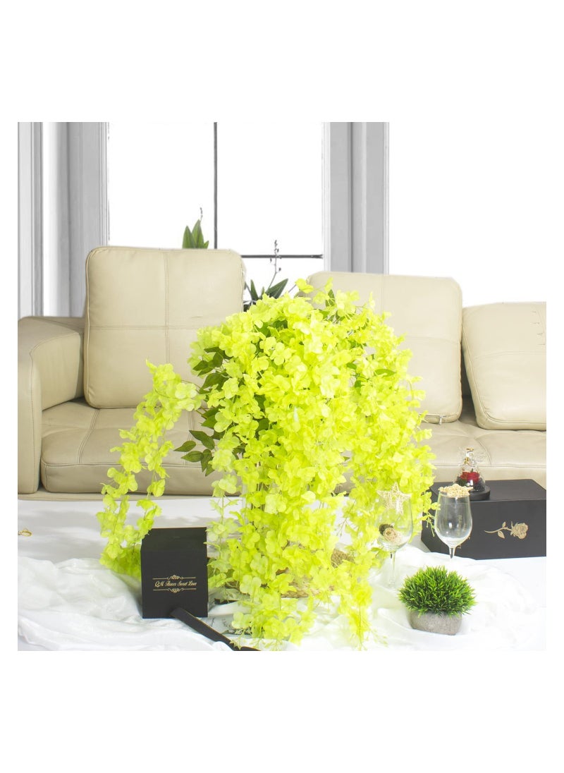 Artificial Wisteria Vine Flowers, 12 Pack 44 Fake Flower Bushy Vine Ratta Hanging Garland for Wedding Party Garden Outdoor Greenery Home Wall Deco, Home Hote Wedding Promenade Decoration