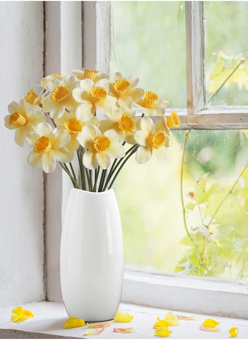 12 Pieces Artificial Daffodils Artificial Silk Daffodils Flowers Fake Flowers Bouquet Silk Narcissus Flowers for Spring Home Decor Diy Floral Arrangement Indoor Outdoor Wedding Decor