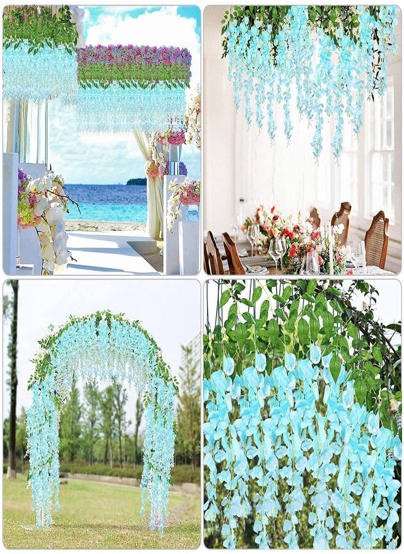 Artificial Wisteria Vine Flowers 12 Pack 44 Fake Flower Bushy Vine Ratta Hanging Garland for Wedding Party Garden Outdoor Greenery Home Wall Deco Home Hote Wedding Promenade Decoration
