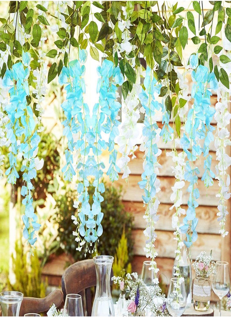 Artificial Wisteria Vine Flowers 12 Pack 44 Fake Flower Bushy Vine Ratta Hanging Garland for Wedding Party Garden Outdoor Greenery Home Wall Deco Home Hote Wedding Promenade Decoration