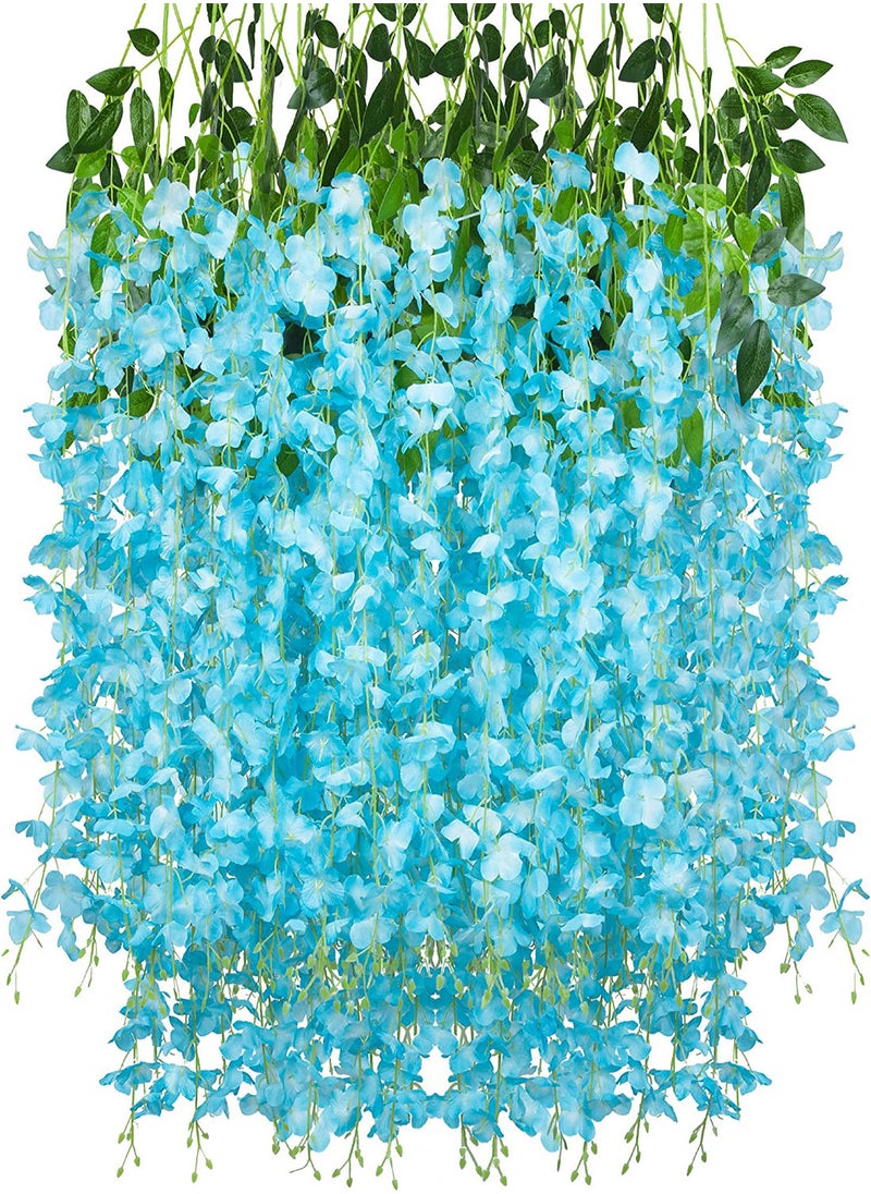 Artificial Wisteria Vine Flowers 12 Pack 44 Fake Flower Bushy Vine Ratta Hanging Garland for Wedding Party Garden Outdoor Greenery Home Wall Deco Home Hote Wedding Promenade Decoration