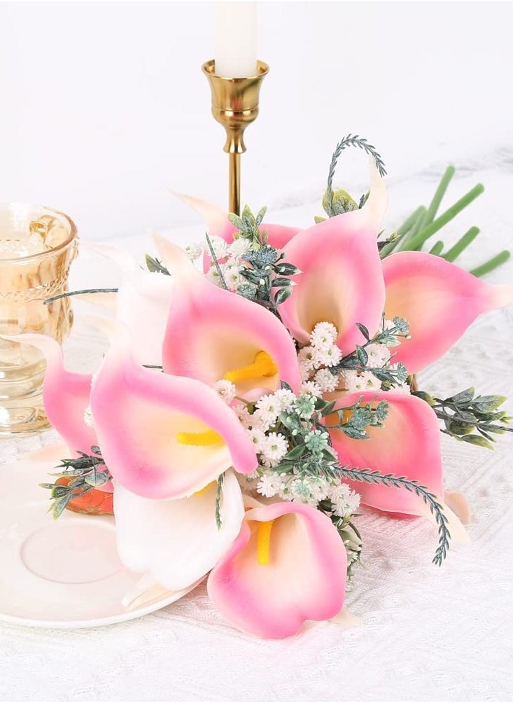 Pink Calla Lily 24pcs Artificial Flowers Pink Real Touch Lilies Fake Flowers Artificial for Decoration for Home Decor Bridal Bouquet Wedding Bouquets and Centerpieces Pink