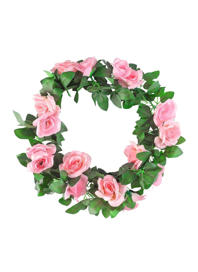 Artificial Rose Garland, 2 Pack 15 FT Pink Fake Vine Hanging Flowers Plants Faux Flower for Wedding Home Garden Office Hotel Party Craft Art Decoration
